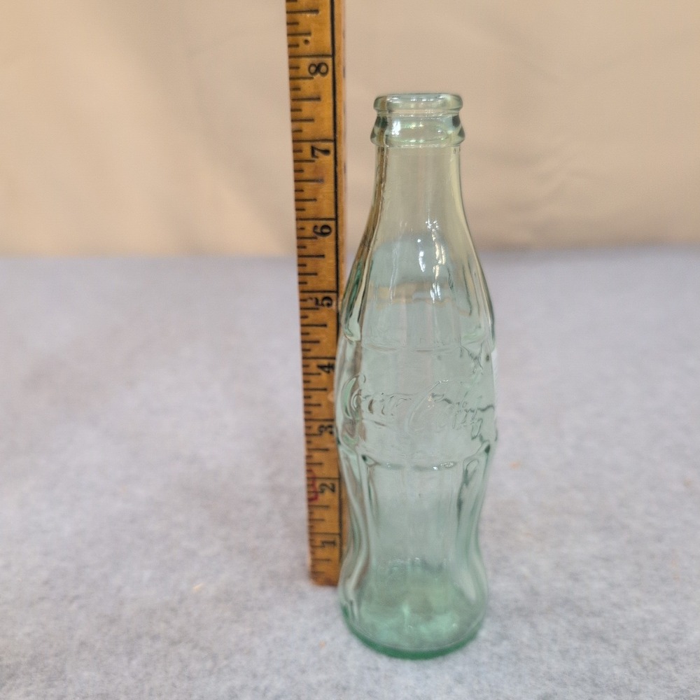 Coca-Cola Glass Bottle Grand Canyon Embossed Green Tinted Contour Soda Bottle - Picture 4 of 4